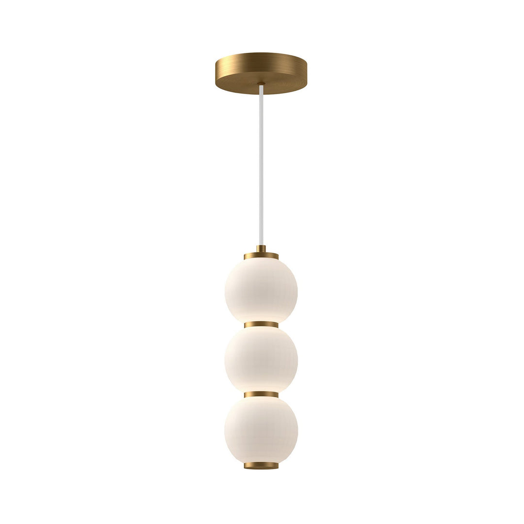 Bijou LED Pendant in Aged Gold/Opal Matte Glass Alora Canada