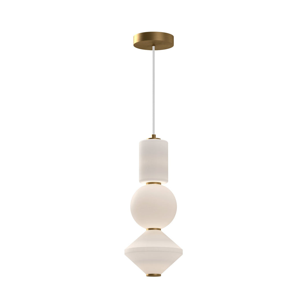 Bijou LED Pendant in Aged Gold/Opal Matte Glass Alora Canada