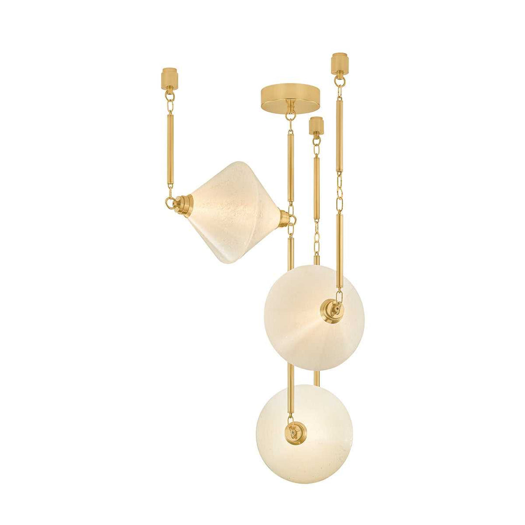 Solara LED Chandelier in Vintage Polished Brass Corbett Lighting Canada