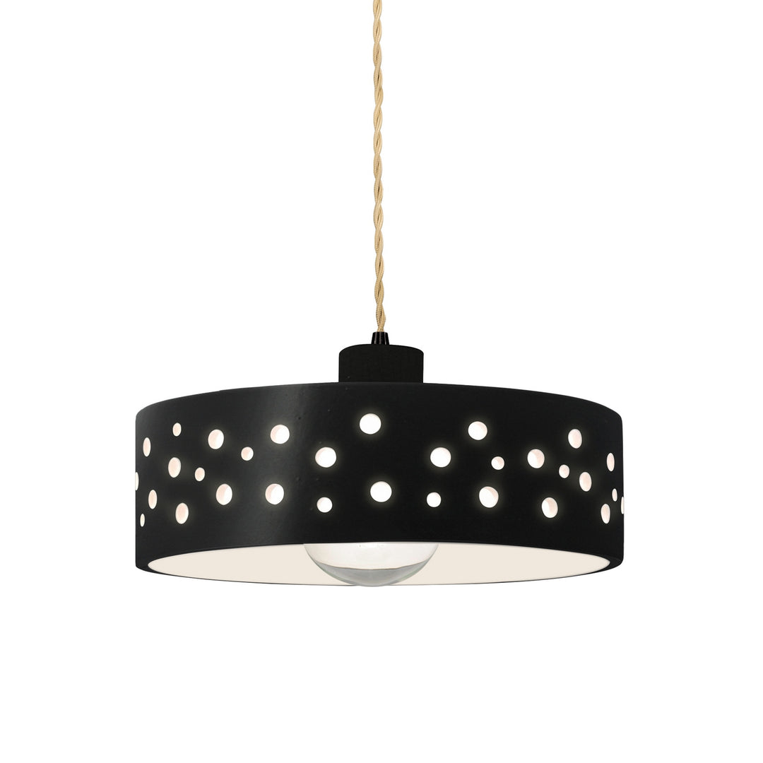 Justice Designs - CER-6467-BLK-MBLK-BEIG-TWST - One Light Pendant - Radiance Collection - Matte Black