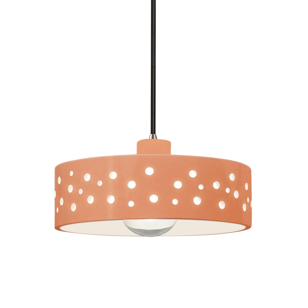 Justice Designs - CER-6467-BSH-ABRS-BKCD - One Light Pendant - Radiance Collection - Antique Brass