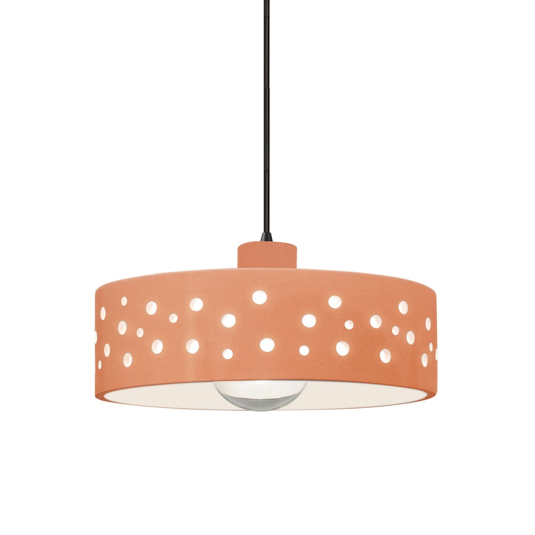 Justice Designs - CER-6467-BSH-MBLK-BKCD - One Light Pendant - Radiance Collection - Matte Black