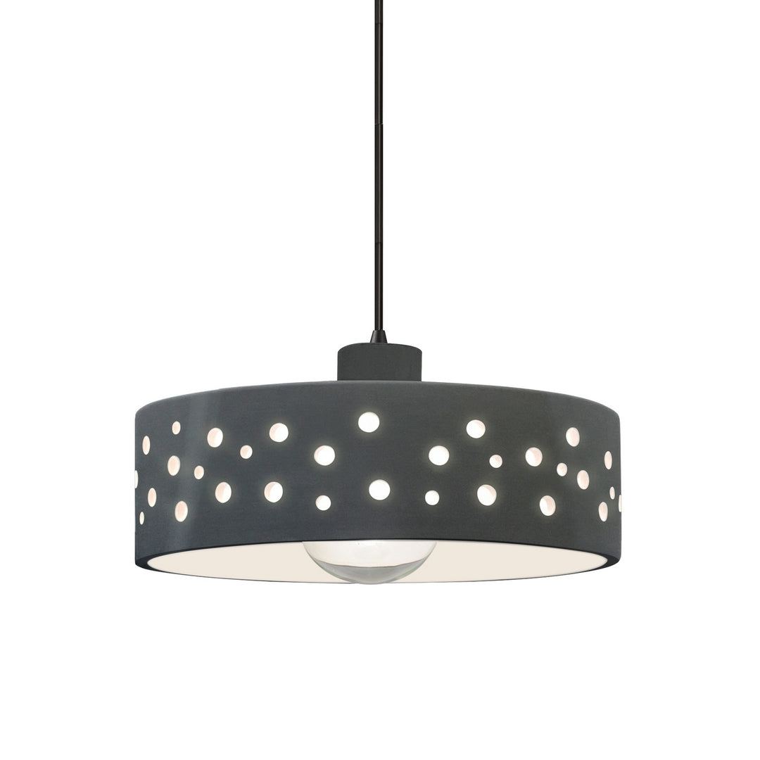 Justice Designs - CER-6467-GRY-MBLK-BKCD - One Light Pendant - Radiance Collection - Matte Black