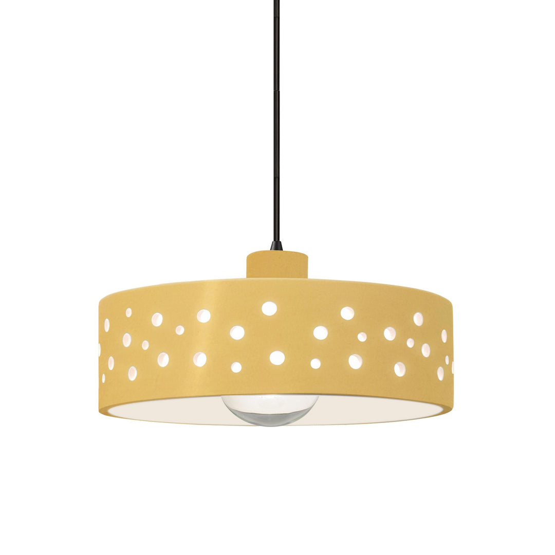 Justice Designs - CER-6467-MYLW-MBLK-BKCD - One Light Pendant - Radiance Collection - Matte Black