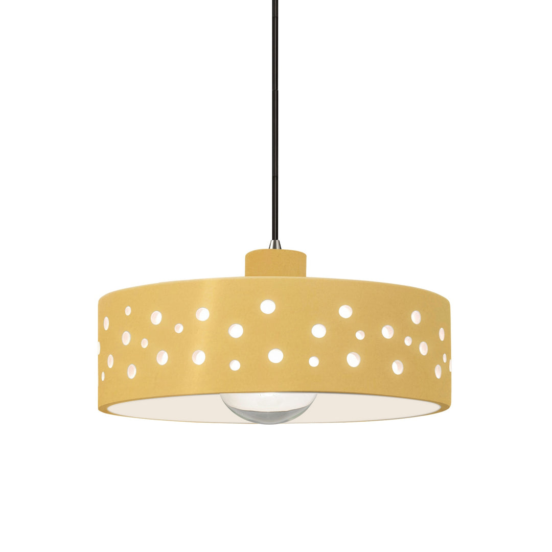 Justice Designs - CER-6467-MYLW-NCKL-BKCD - One Light Pendant - Radiance Collection - Brushed Nickel