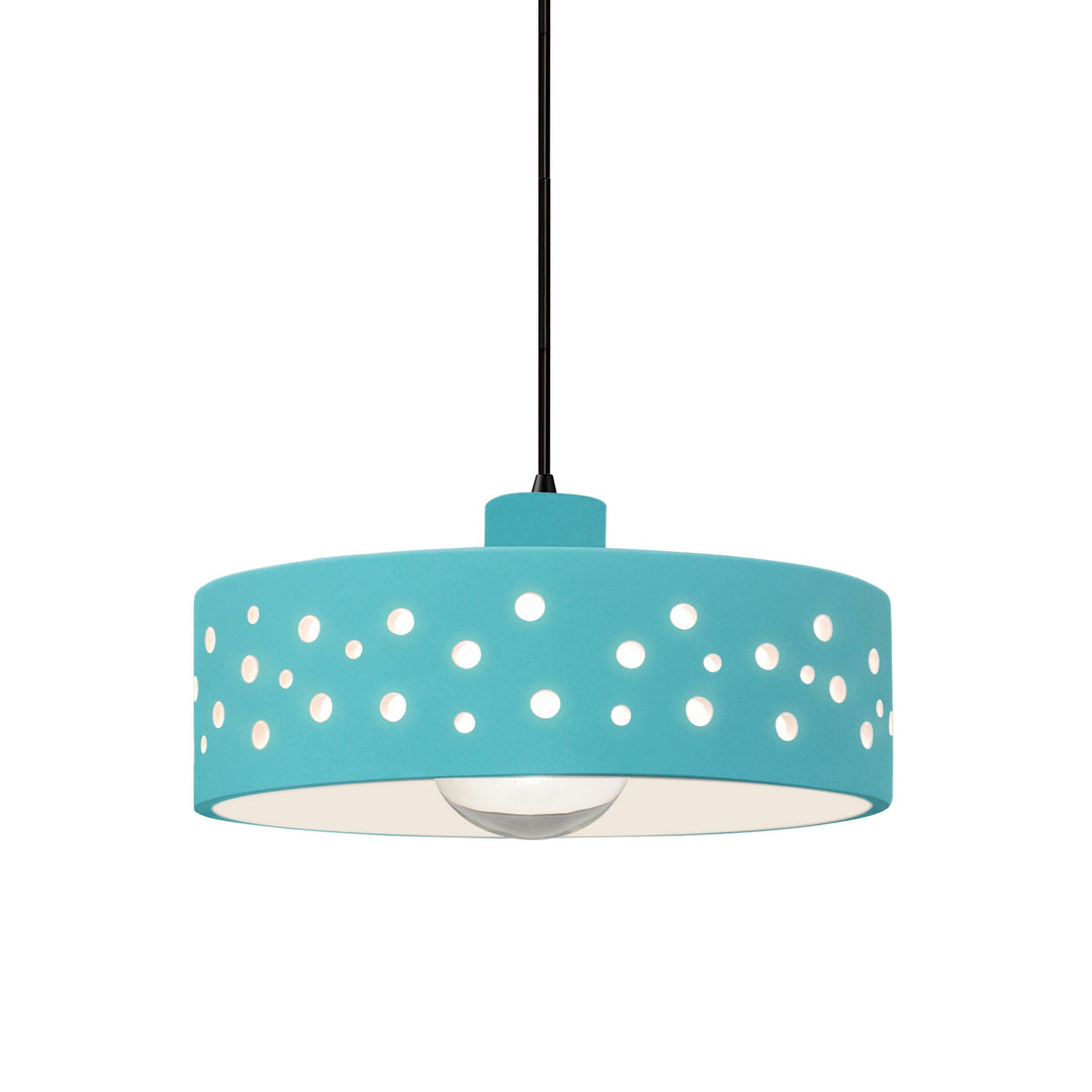 Justice Designs - CER-6467-RFPL-MBLK-BKCD - One Light Pendant - Radiance Collection - Matte Black