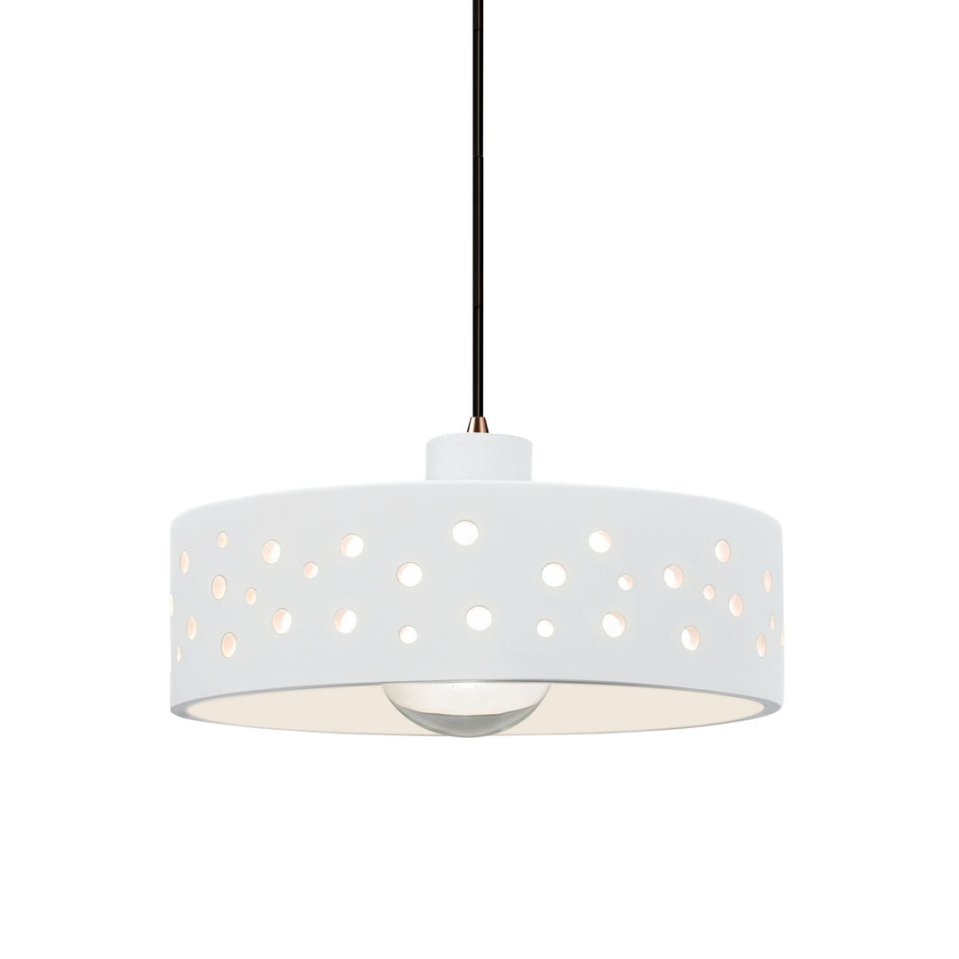 Justice Designs - CER-6467-WHT-DBRZ-BKCD - One Light Pendant - Radiance Collection - Dark Bronze
