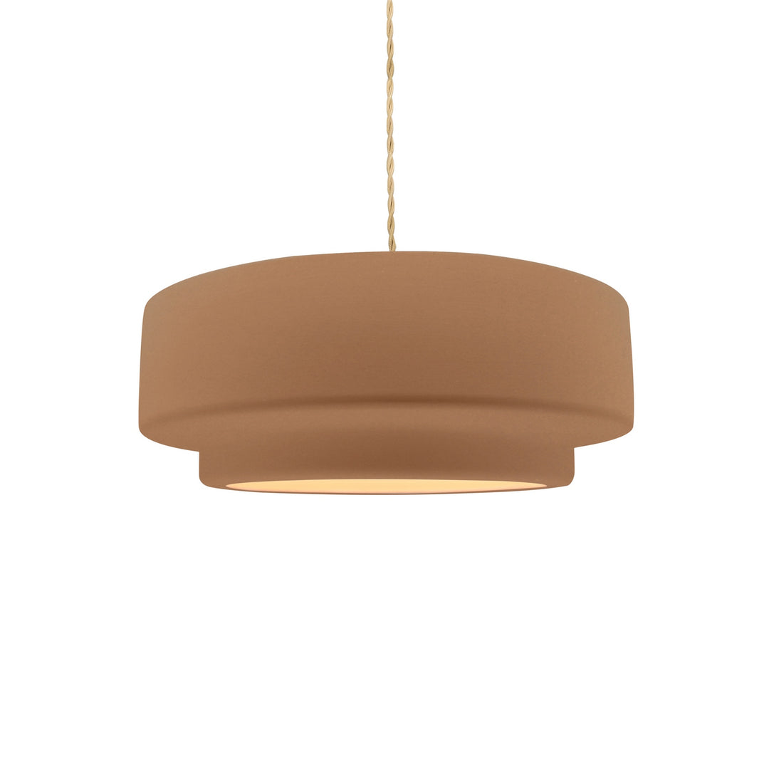 Justice Designs - CER-6540-ADOB-MBLK-BEIG-TWST - One Light Pendant - Radiance Collection - Matte Black
