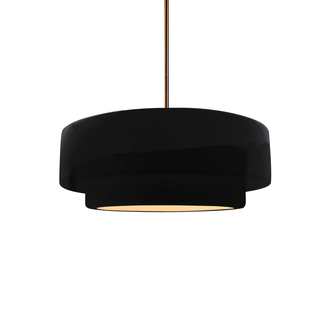 Justice Designs - CER-6540-BKMT-BRSS-RIGID - One Light Pendant - Radiance Collection - Brushed Brass
