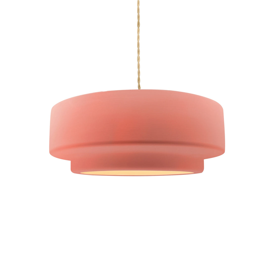 Justice Designs - CER-6540-BSH-MBLK-BEIG-TWST - One Light Pendant - Radiance Collection - Matte Black
