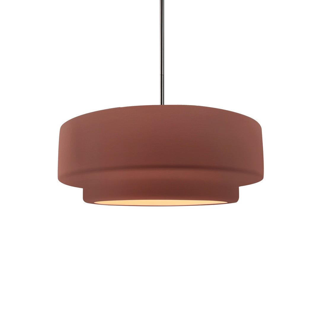 Justice Designs - CER-6540-CLAY-NCKL-RIGID - One Light Pendant - Radiance Collection - Brushed Nickel