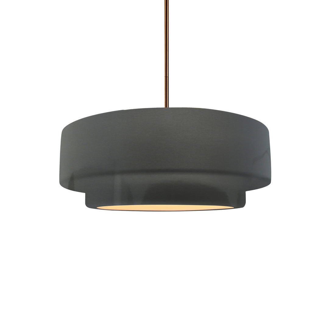 Justice Designs - CER-6540-GRY-BRSS-RIGID - One Light Pendant - Radiance Collection - Brushed Brass