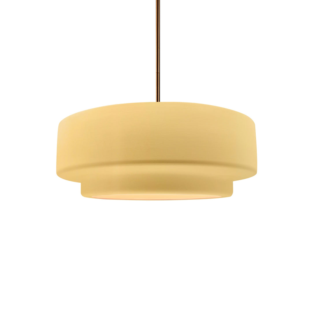 Justice Designs - CER-6540-MYLW-BRSS-RIGID - One Light Pendant - Radiance Collection - Brushed Brass