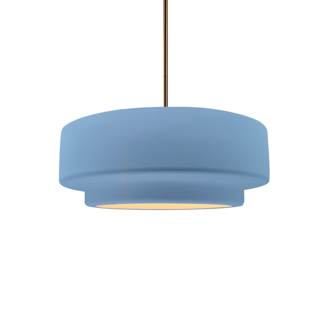 Justice Designs - CER-6540-SKBL-BRSS-RIGID - One Light Pendant - Radiance Collection - Brushed Brass