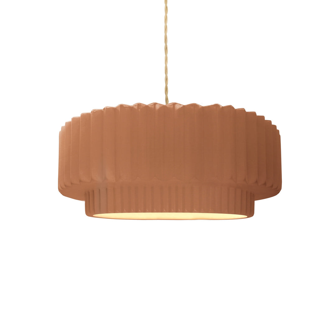 Justice Designs - CER-6550-ADOB-NCKL-BEIG-TWST - One Light Pendant - Radiance Collection - Brushed Nickel