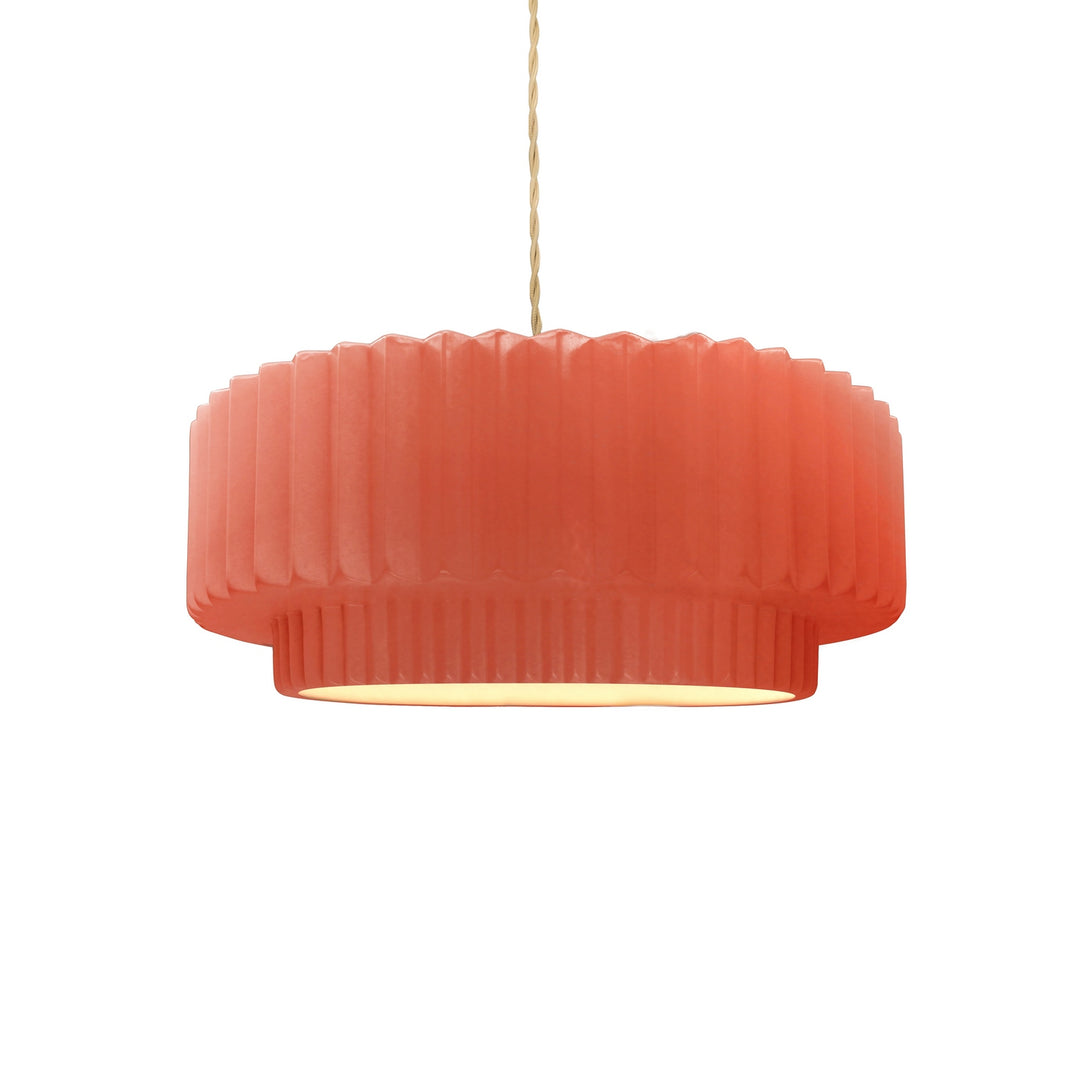 Justice Designs - CER-6550-BSH-BRSS-BEIG-TWST - One Light Pendant - Radiance Collection - Brushed Brass