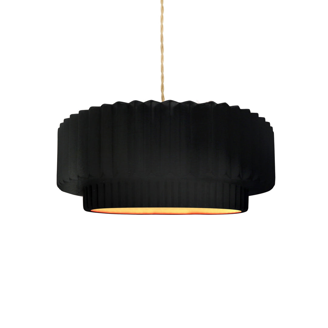 Justice Designs - CER-6550-CBGD-MBLK-BEIG-TWST - One Light Pendant - Radiance Collection - Matte Black