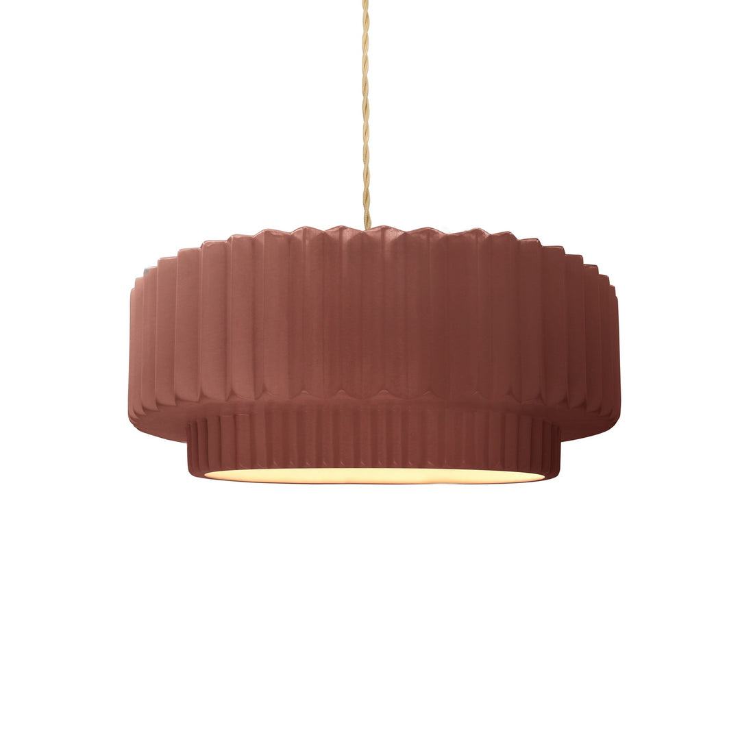 Justice Designs - CER-6550-CLAY-NCKL-BEIG-TWST - One Light Pendant - Radiance Collection - Brushed Nickel