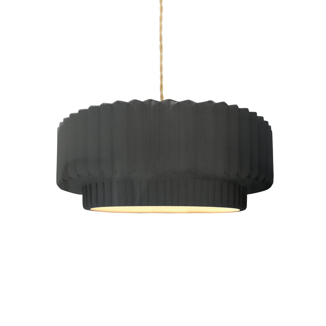 Justice Designs - CER-6550-GRY-MBLK-BEIG-TWST - One Light Pendant - Radiance Collection - Matte Black
