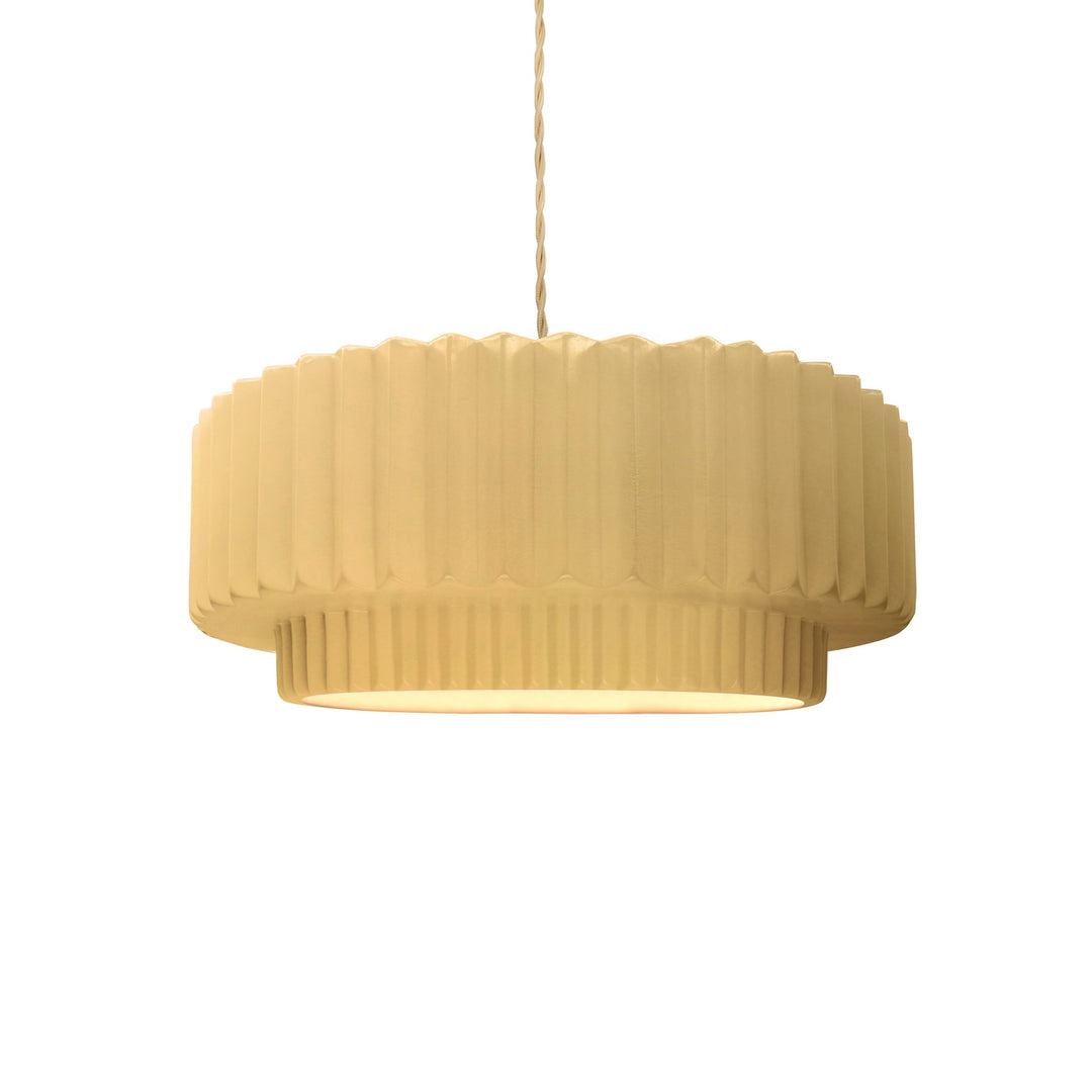 Justice Designs - CER-6550-MYLW-NCKL-BEIG-TWST - One Light Pendant - Radiance Collection - Brushed Nickel