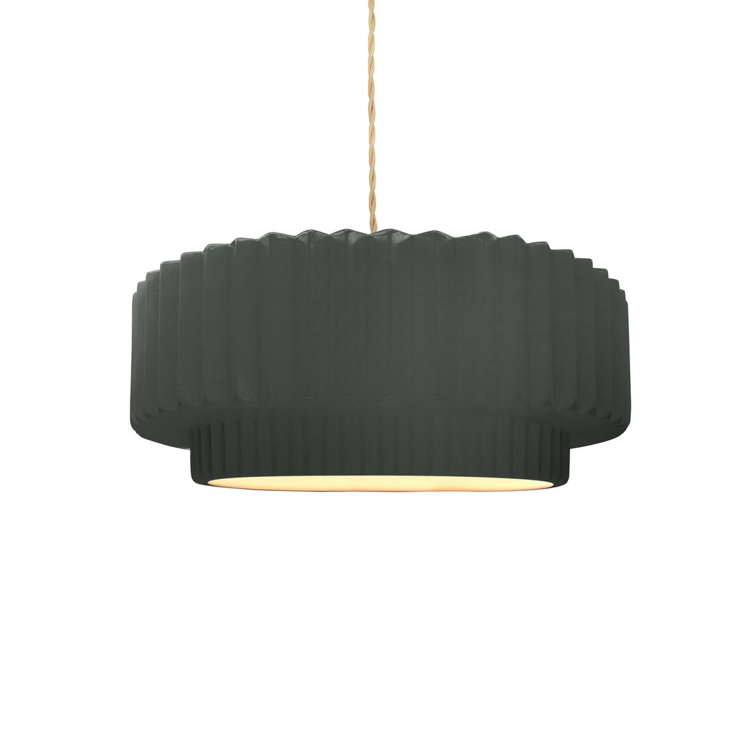 Justice Designs - CER-6550-PWGN-BRSS-BEIG-TWST - One Light Pendant - Radiance Collection - Brushed Brass