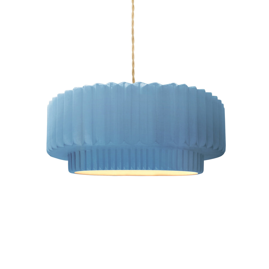 Justice Designs - CER-6550-SKBL-NCKL-BEIG-TWST - One Light Pendant - Radiance Collection - Brushed Nickel