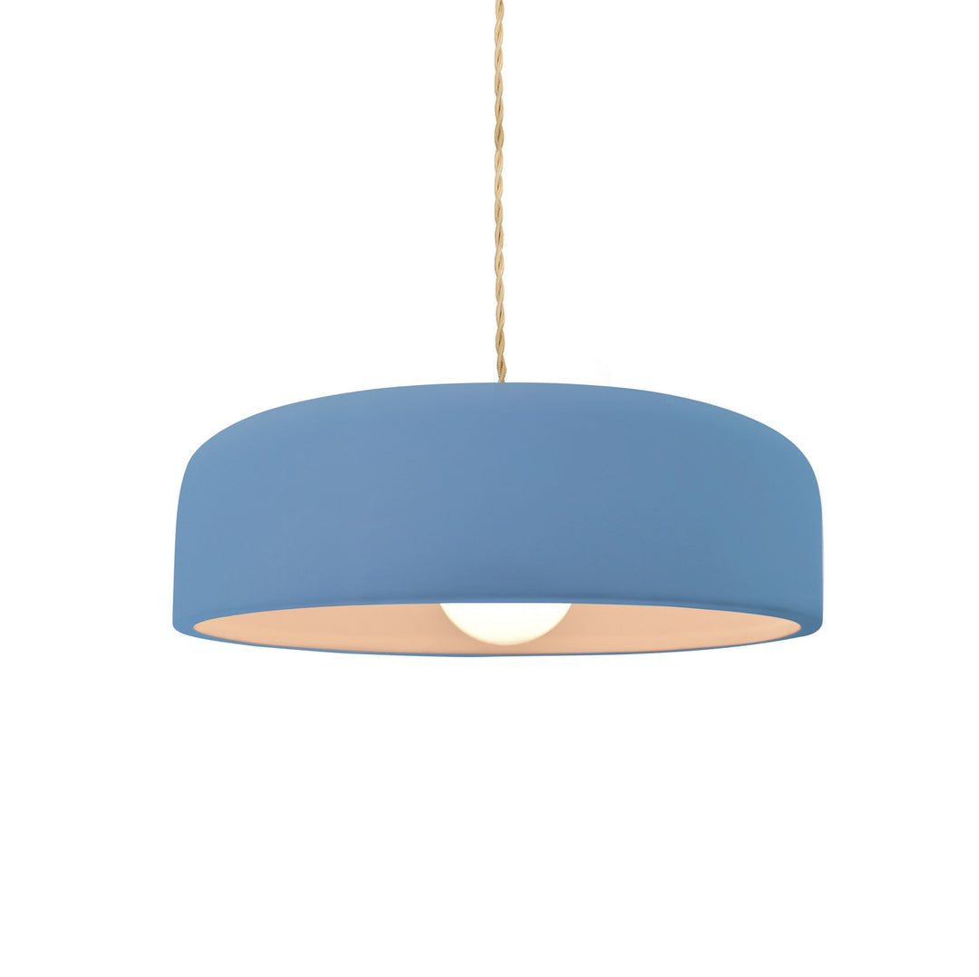 Justice Designs - CER-6571-SKBL-BRSS-BEIG-TWST - One Light Pendant - Radiance Collection - Brushed Brass