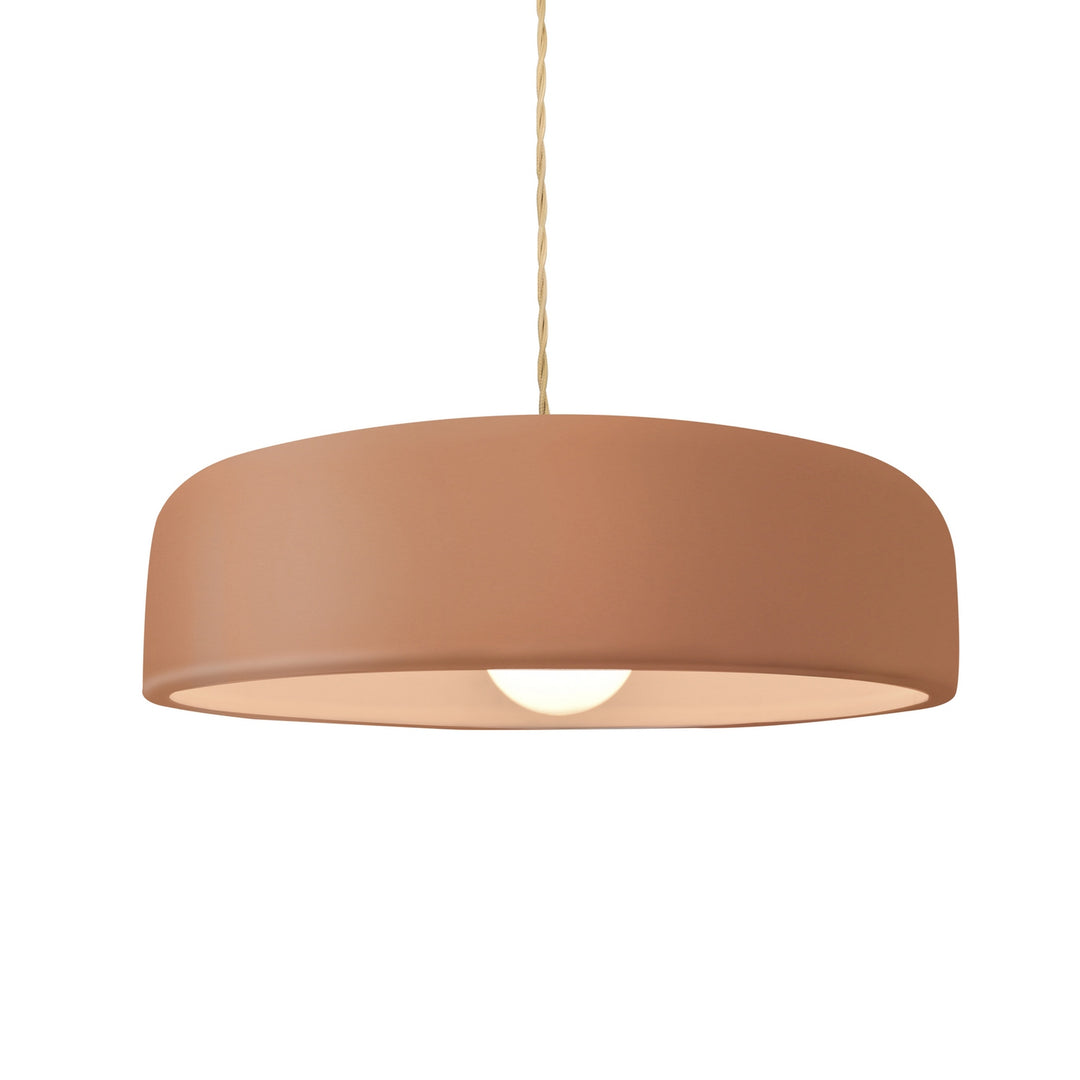 Justice Designs - CER-6573-ADOB-BRSS-BEIG-TWST - One Light Pendant - Radiance Collection - Brushed Brass