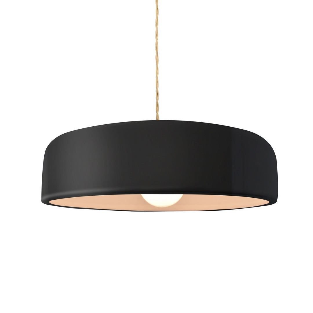 Justice Designs - CER-6573-BLK-MBLK-BEIG-TWST - One Light Pendant - Radiance Collection - Matte Black