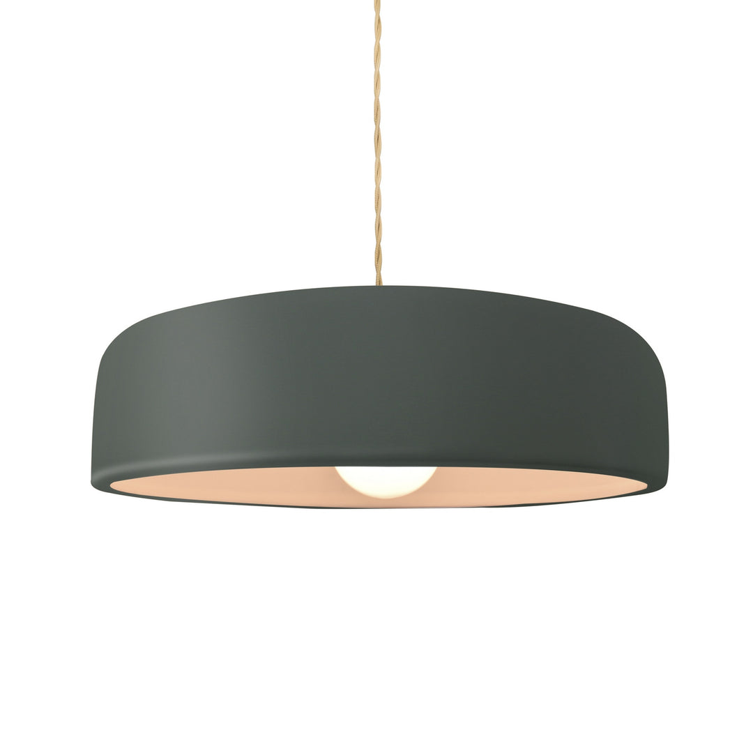 Justice Designs - CER-6573-PWGN-MBLK-BEIG-TWST - One Light Pendant - Radiance Collection - Matte Black