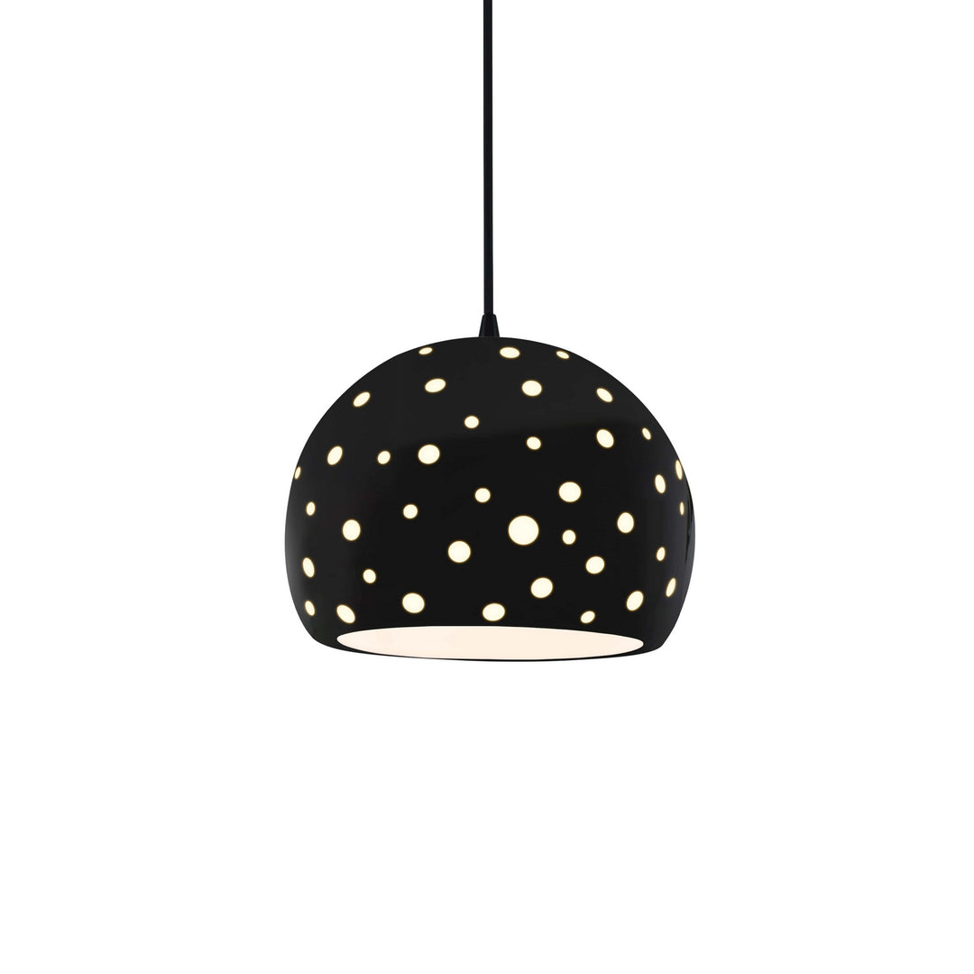 Justice Designs - CER-6580-BLK-MBLK-BKCD - One Light Pendant - Radiance Collection - Matte Black