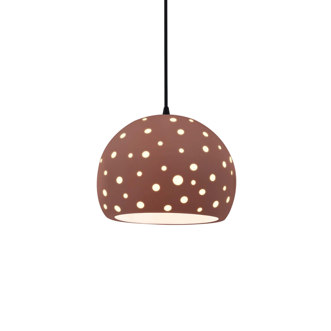 Justice Designs - CER-6580-CLAY-MBLK-BKCD - One Light Pendant - Radiance Collection - Matte Black