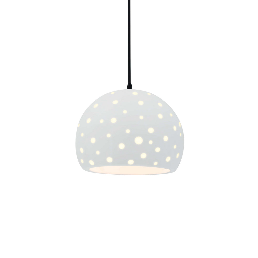Justice Designs - CER-6580-WHT-MBLK-BKCD - One Light Pendant - Radiance Collection - Matte Black