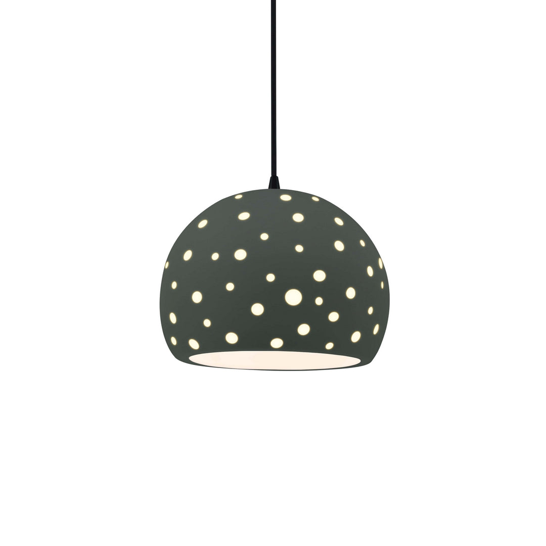 Justice Designs - CER-6580-PWGN-MBLK-BKCD - One Light Pendant - Radiance Collection - Matte Black