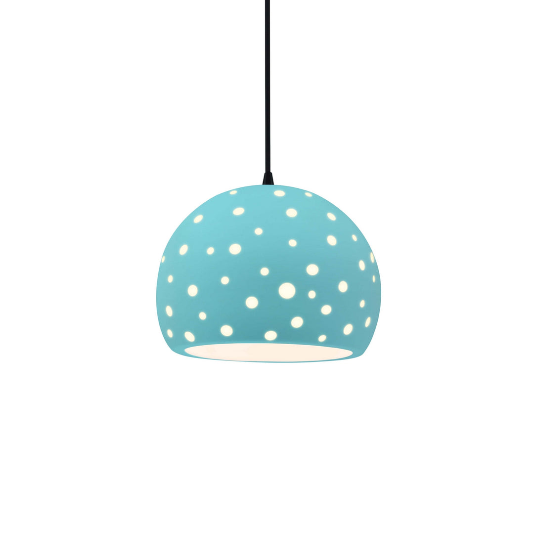 Justice Designs - CER-6580-RFPL-MBLK-BKCD - One Light Pendant - Radiance Collection - Matte Black
