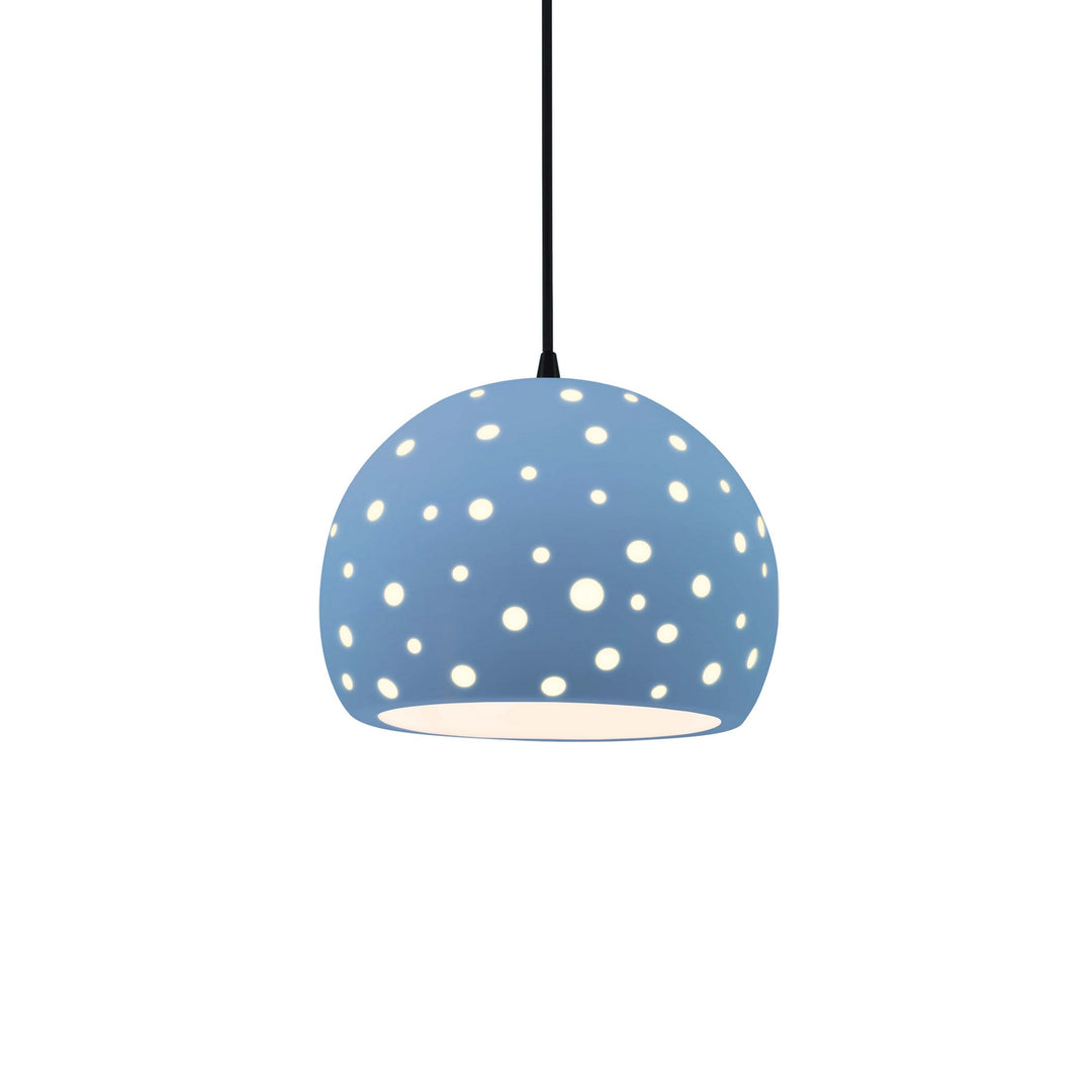 Justice Designs - CER-6580-SKBL-MBLK-BKCD - One Light Pendant - Radiance Collection - Matte Black