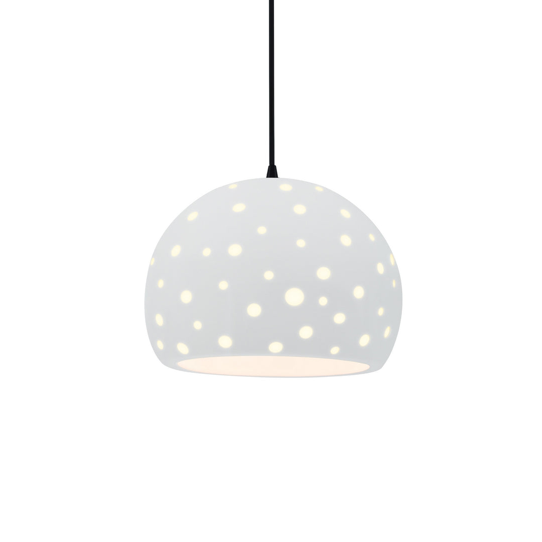 Justice Designs - CER-6583-WHT-MBLK-BKCD - One Light Pendant - Radiance Collection - Matte Black