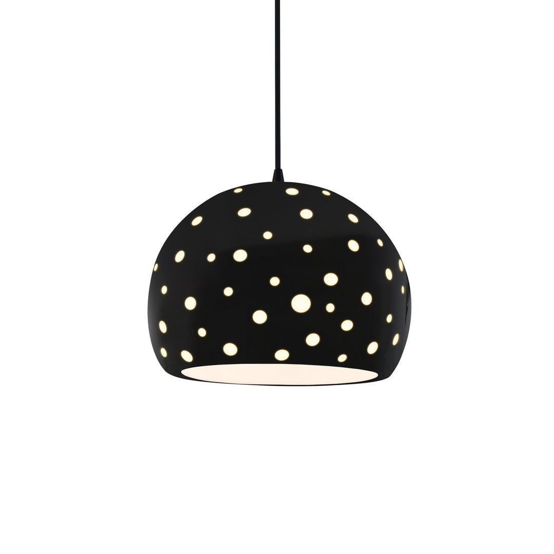 Justice Designs - CER-6583-BLK-MBLK-BKCD - One Light Pendant - Radiance Collection - Matte Black