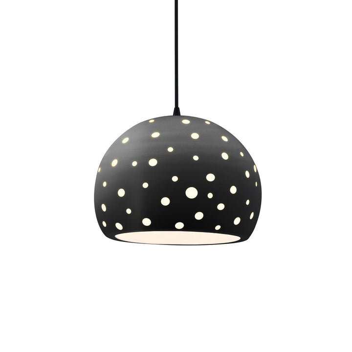Justice Designs - CER-6583-CRB-MBLK-BKCD - One Light Pendant - Radiance Collection - Matte Black