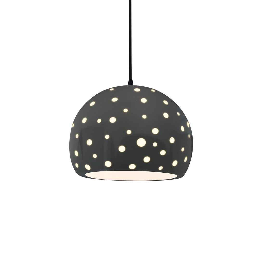 Justice Designs - CER-6583-GRY-MBLK-BKCD - One Light Pendant - Radiance Collection - Matte Black