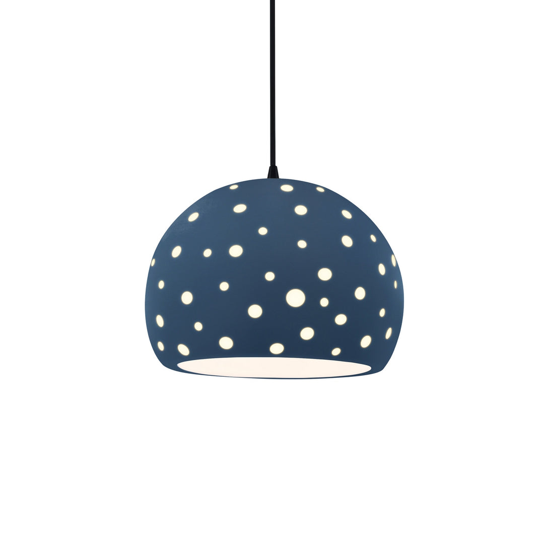 Justice Designs - CER-6583-MID-MBLK-BKCD - One Light Pendant - Radiance Collection - Matte Black