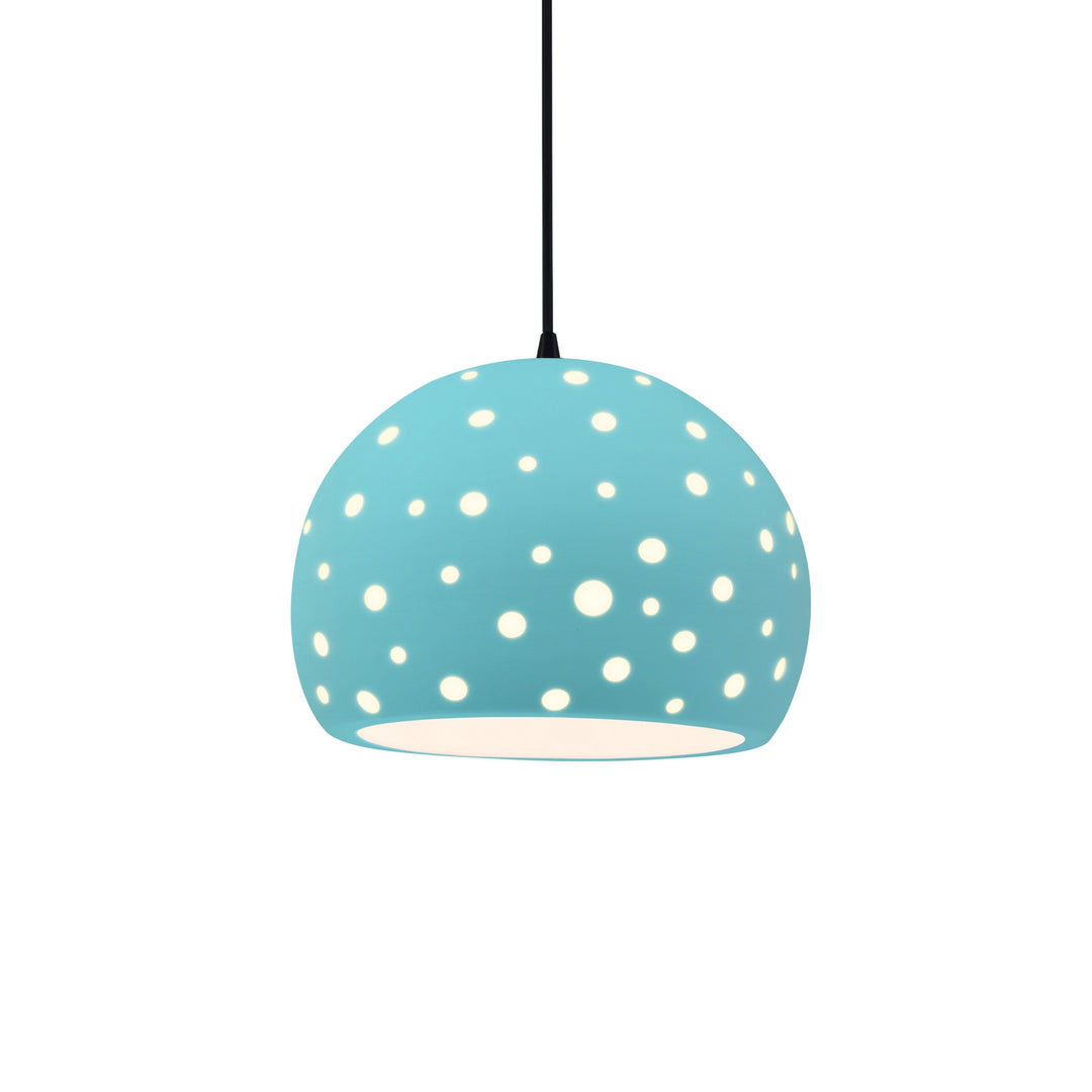 Justice Designs - CER-6583-RFPL-MBLK-BKCD - One Light Pendant - Radiance Collection - Matte Black