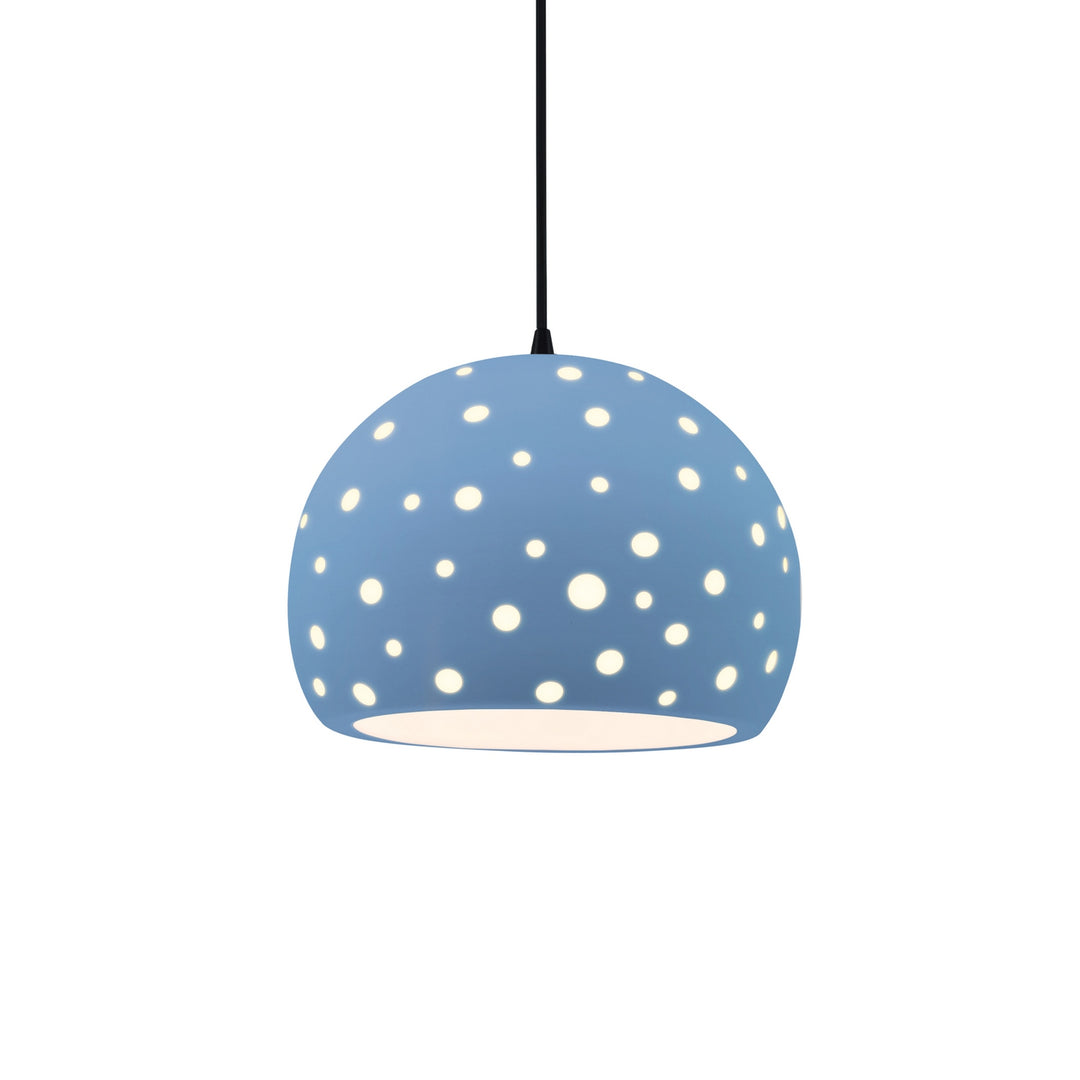 Justice Designs - CER-6583-SKBL-MBLK-BKCD - One Light Pendant - Radiance Collection - Matte Black