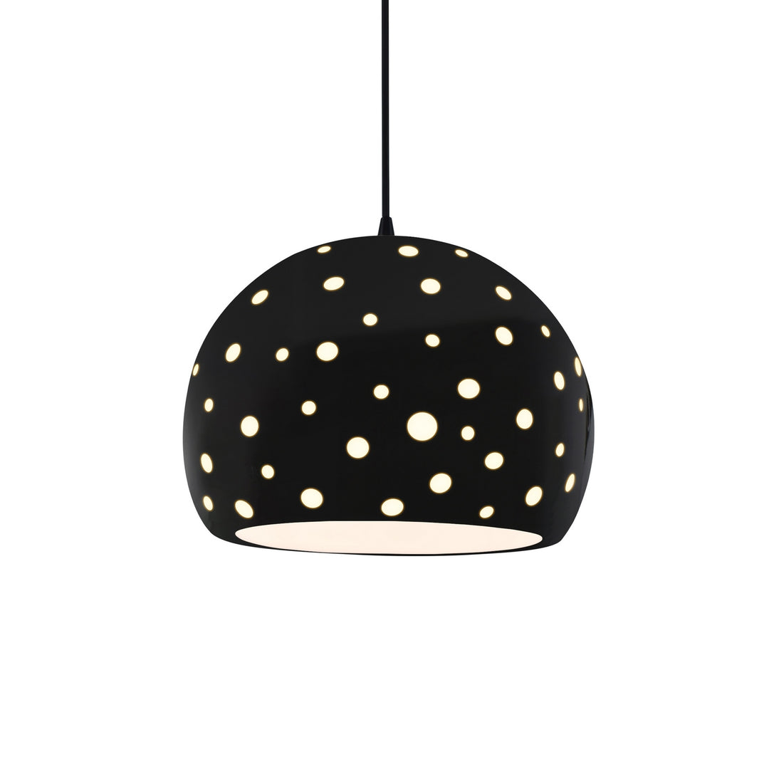 Justice Designs - CER-6585-BLK-MBLK-BKCD - One Light Pendant - Radiance Collection - Matte Black
