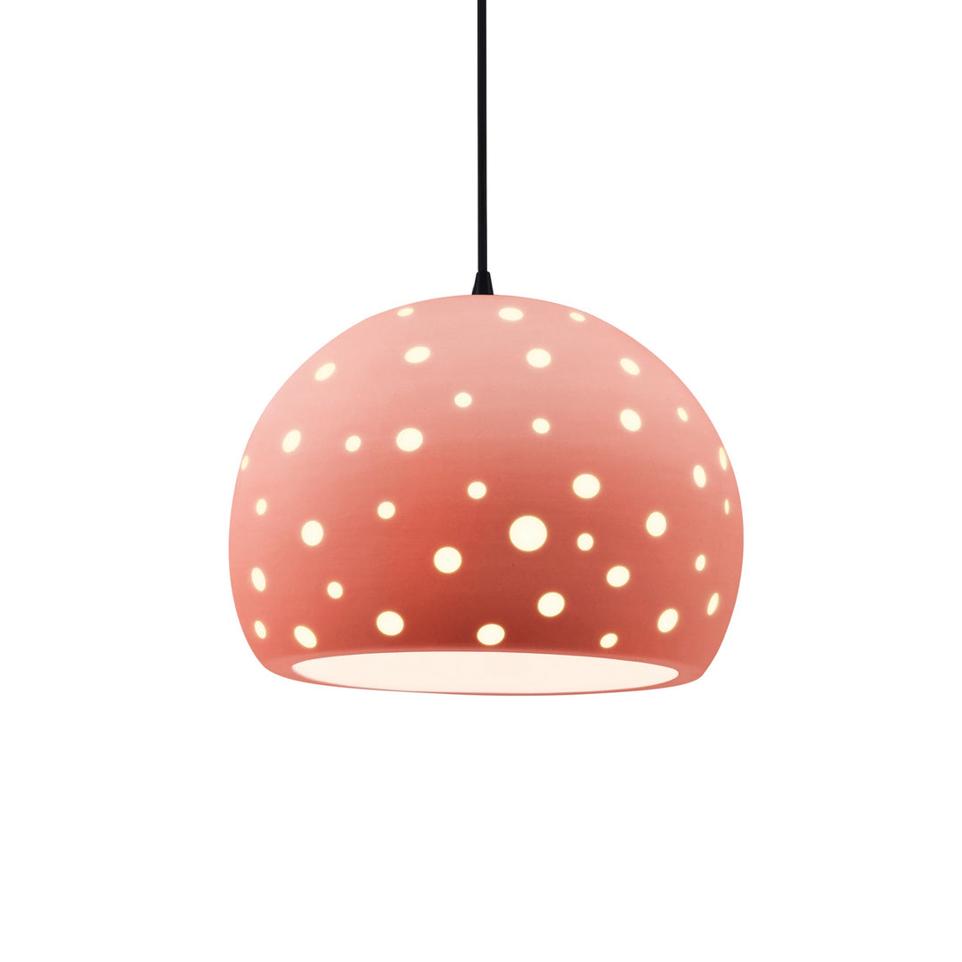 Justice Designs - CER-6585-BSH-MBLK-BKCD - One Light Pendant - Radiance Collection - Matte Black