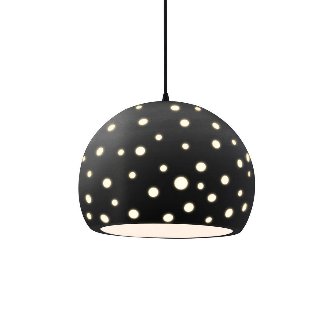 Justice Designs - CER-6585-CRB-MBLK-BKCD - One Light Pendant - Radiance Collection - Matte Black
