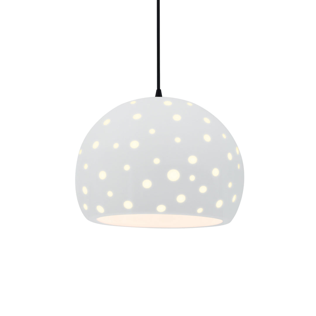 Justice Designs - CER-6585-WHT-MBLK-BKCD - One Light Pendant - Radiance Collection - Matte Black