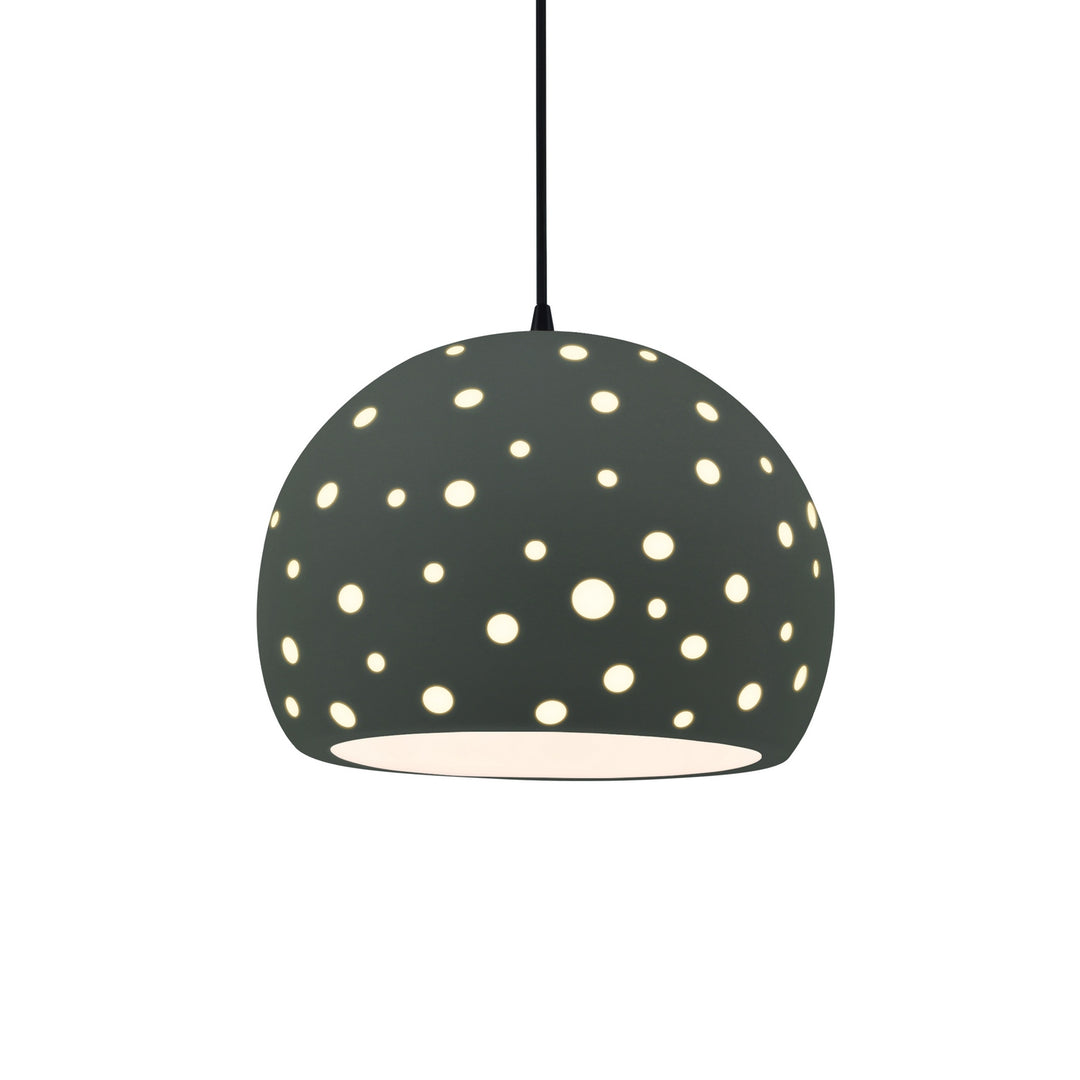 Justice Designs - CER-6585-PWGN-MBLK-BKCD - One Light Pendant - Radiance Collection - Matte Black