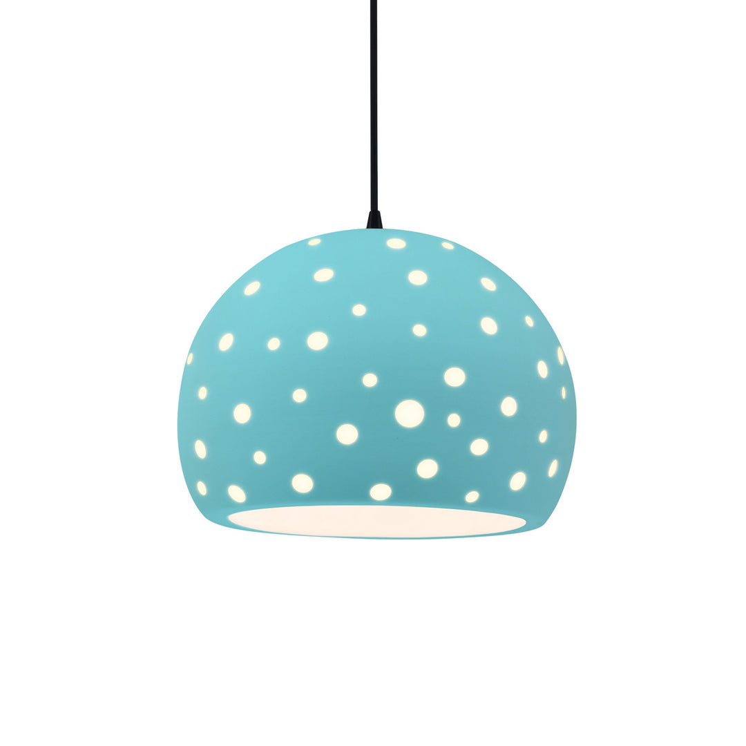 Justice Designs - CER-6585-RFPL-MBLK-BKCD - One Light Pendant - Radiance Collection - Matte Black