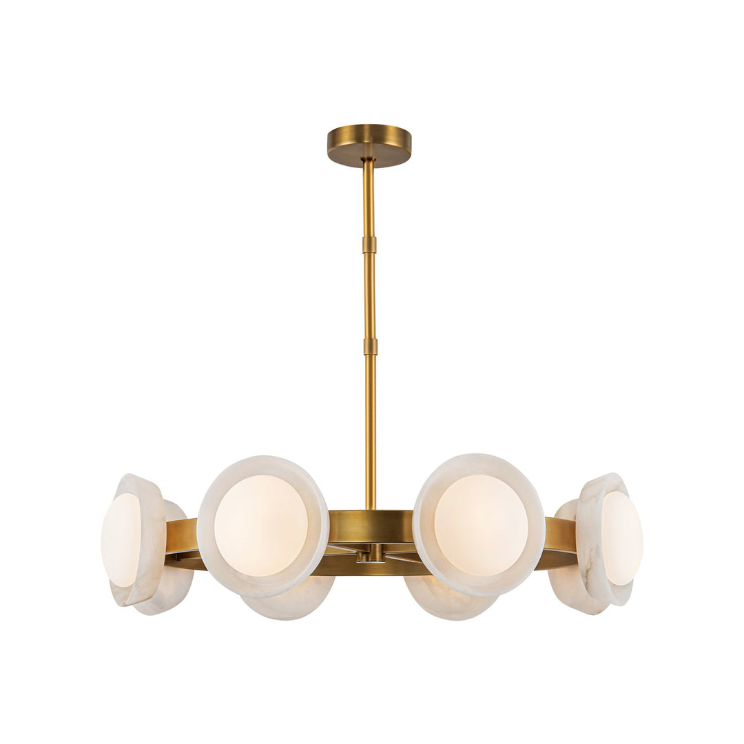 Alora Canada - CH320837VBAR-UNV - LED Chandelier - Alonso - Vintage Brass/Alabaster